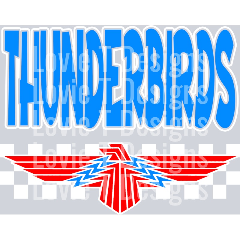 THUNDERBIRDS WHITE AND CAROLINA BLUE CHECKER MASCOT