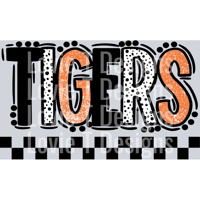 TIGERS BLACK ORANGE DOODLE DOT MASCOT (1)