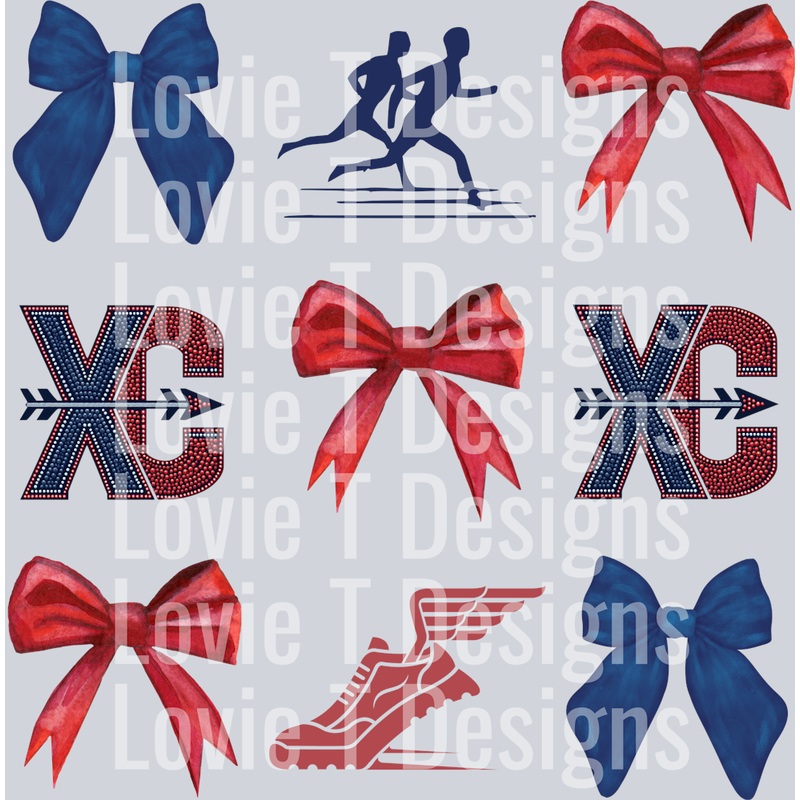XC BOW RED AND BLUE|Pocket 4″|Infant 6″|Toddler 7″|Youth 8.5″|Adult 11″|Adult 12″
