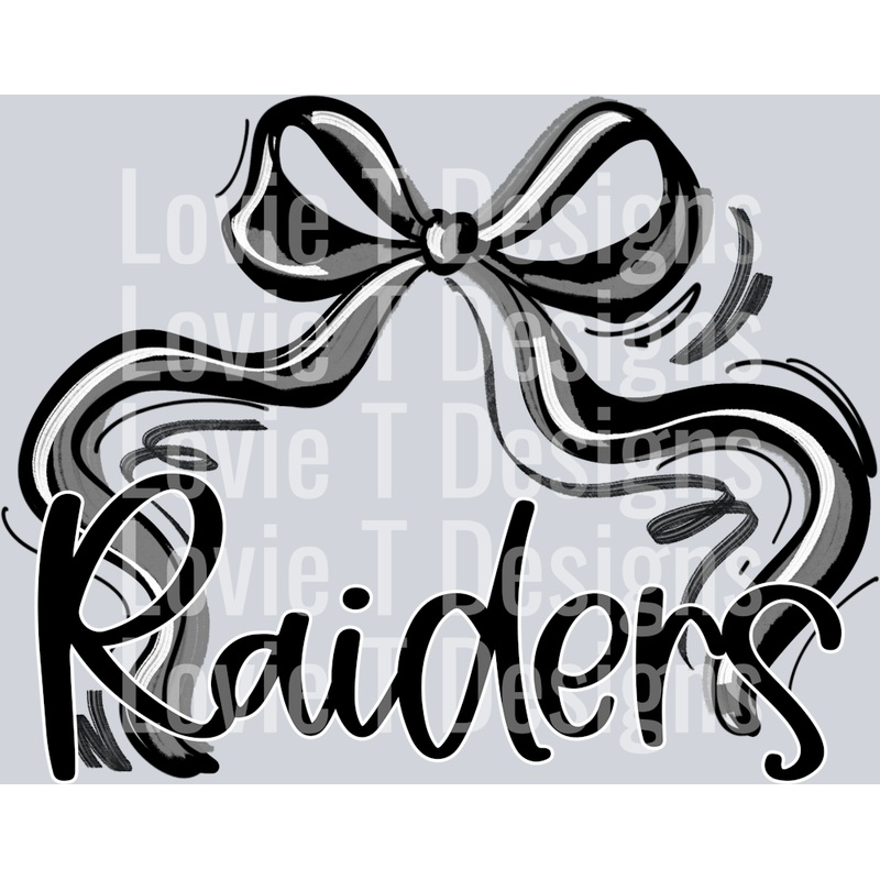 RIBBON SPORTS BOW BLACK GRAY AND WHITE RAIDERS