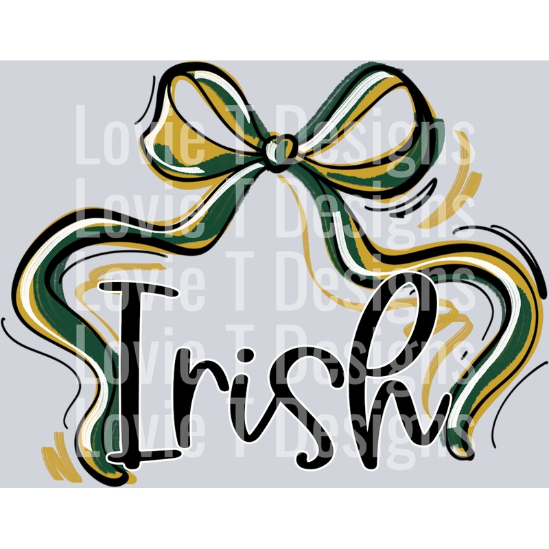 RIBBON SPORTS BOW DARK GREEN AND VEGAS GOLD IRISH
