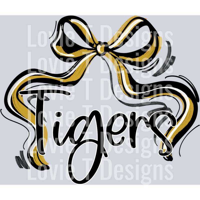 RIBBON SPORTS BOWS BLACK AND VEGAS GOLD TIGERS