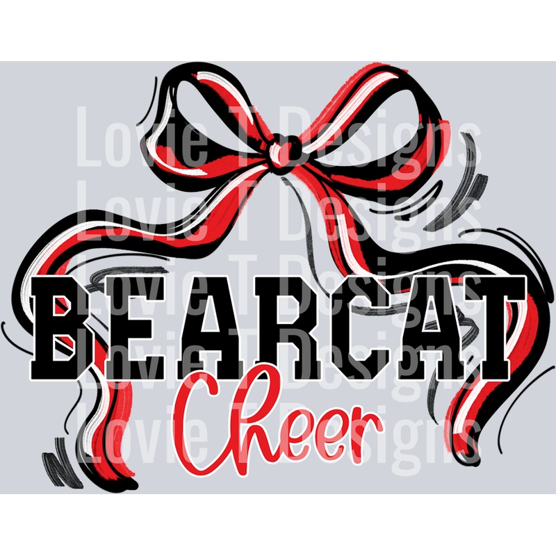 RIBBON SPORTS BOWS RED AND BLACK BEARCAT CHEER