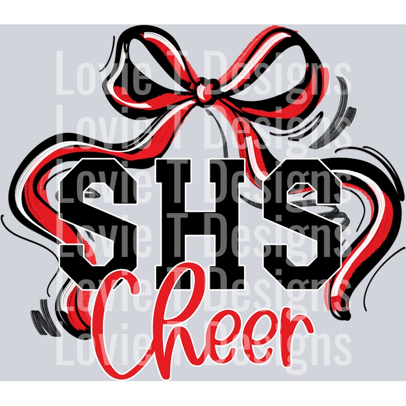 RIBBON SPORTS BOWS RED BLACK AND WHITE SHS CHEER