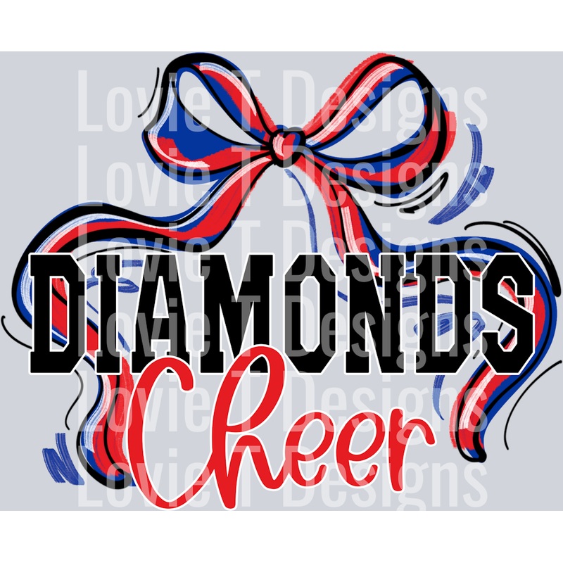 RIBBON SPORTS BOWS RED WHITE AND BLUE DIAMONDS CHEER