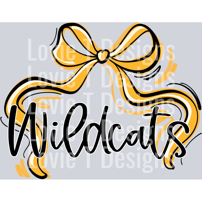 RIBBON SPORTS BOWS WHITE AND YELLOW GOLD WILDCATS