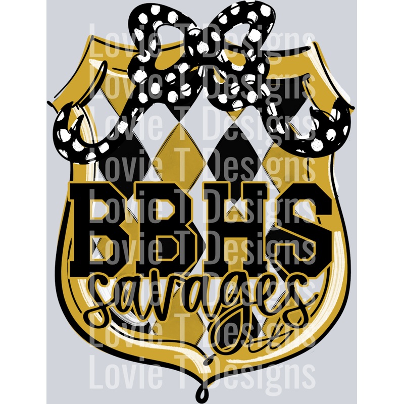 SCHOOL CREST MASCOTS MASTER BBHS SAVAGES VEGAS GOLD