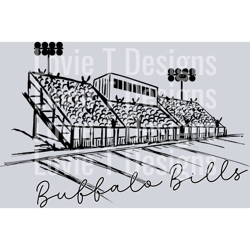 SCRIPT STADIUM BUFFALO BILLS|Youth 8.5″|Adult 11″|Adult 12″