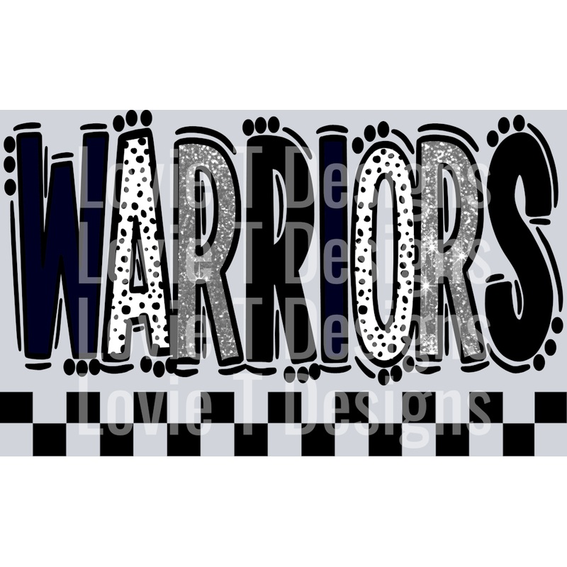 WARRIORS NAVY DK GRAY DOODLE DOT MASCOT