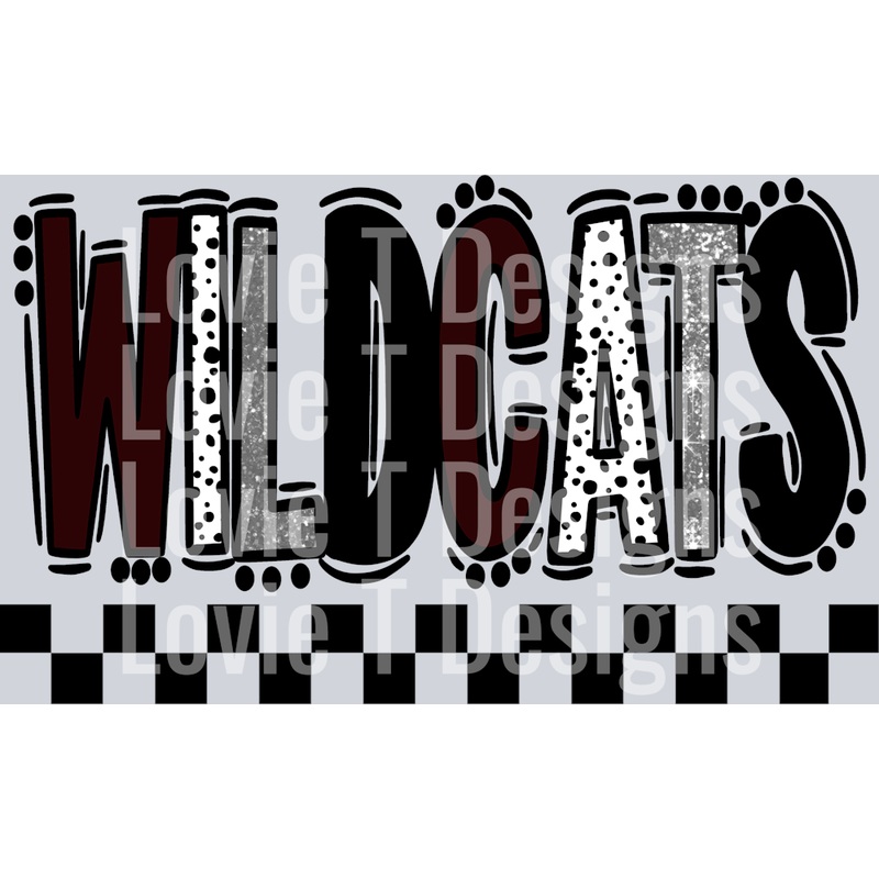 WILDCATS MAROON GRAY DOODLE DOT MASCOT