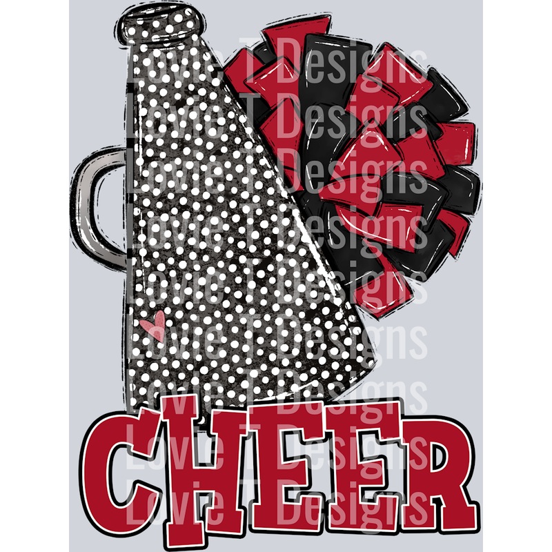 RED BLACK CHEER|Youth 8.5″(6.38in x 8.50in)|Adult 11″(8.25in x 11.00in)|Adult 12″(9.00in x 12.00in)