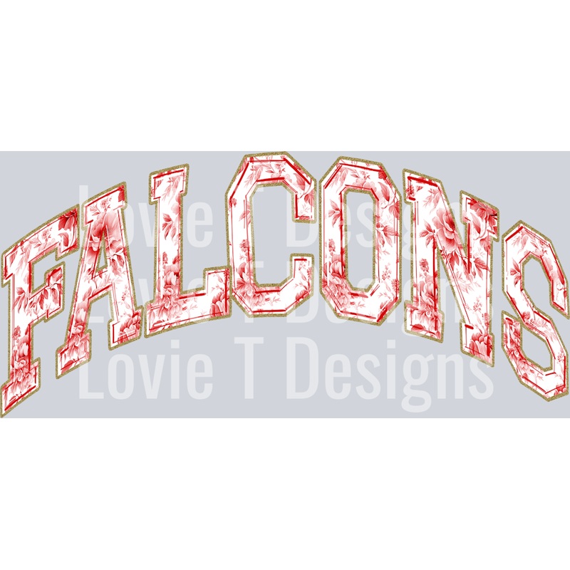 RED TOILE FALCONS|Youth 8.5″(8.50in x 3.98in)|Adult 11″(11.00in x 5.15in)|Adult 12″(12.00in x 5.62in)