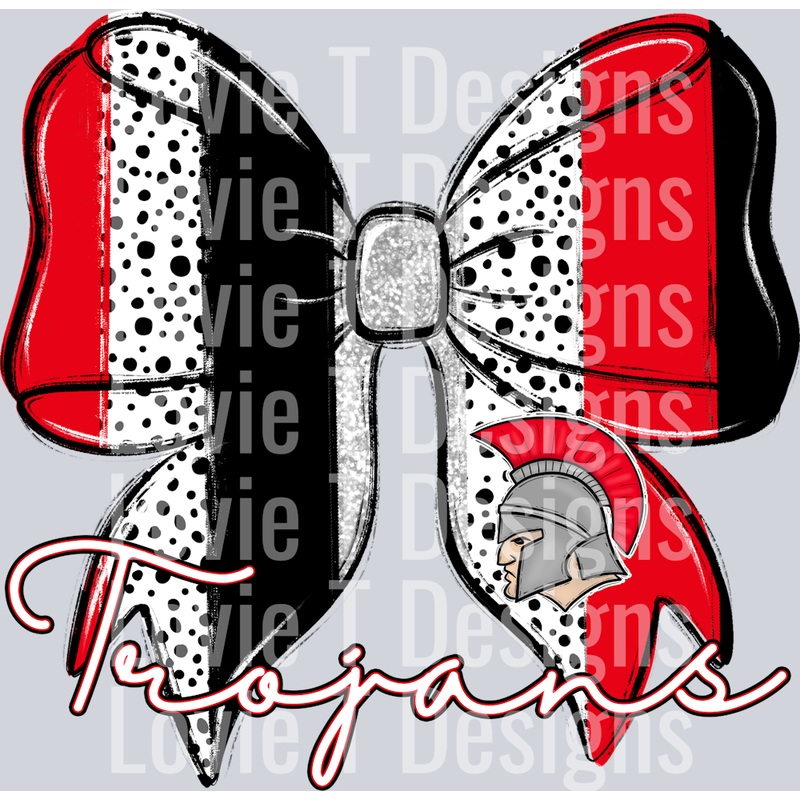 RED TROJANS DOT BOW|Youth 8.5″|Adult 11″|Adult 12″
