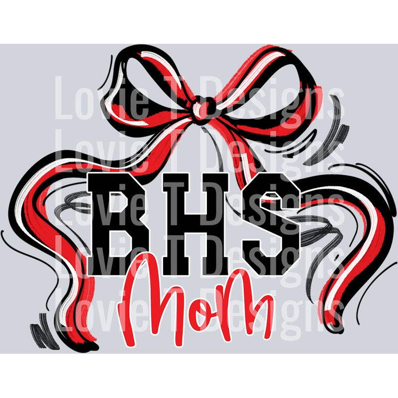 RIBBON SPORTS BOWS RED BLACK AND WHITE BHS MOM