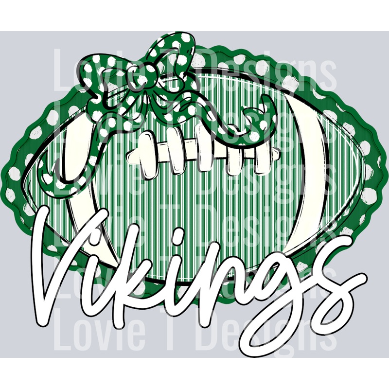 SEERSUCKER FOOTBALL + MATCHING BOWS KELLY GREEN VIKINGS