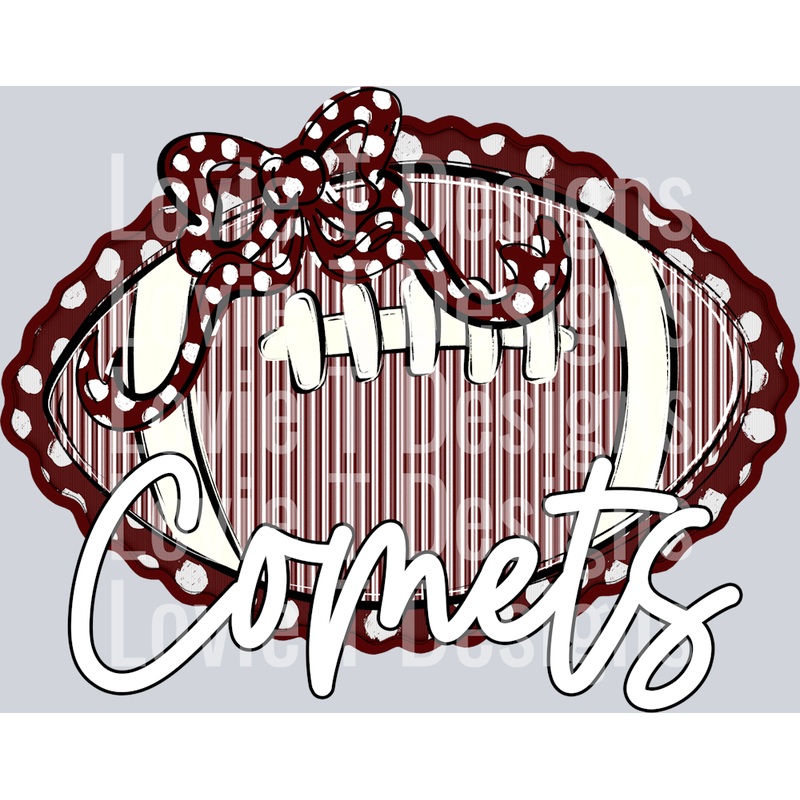 SEERSUCKER FOOTBALL + MATCHING BOWS MAROON COMETS