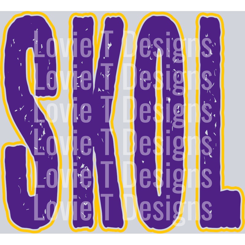 SKOL PURPLE AND YELLOW GRUNGE MASCOT