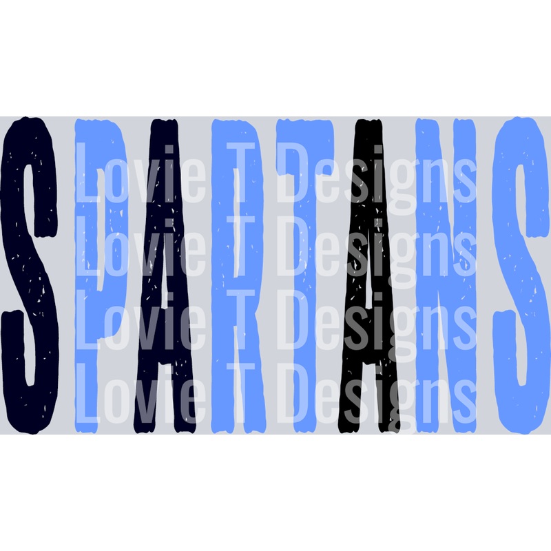 SPARTANS NAVY AND CAROLINA BLUE OVERIZED GRUNGE MASCOT