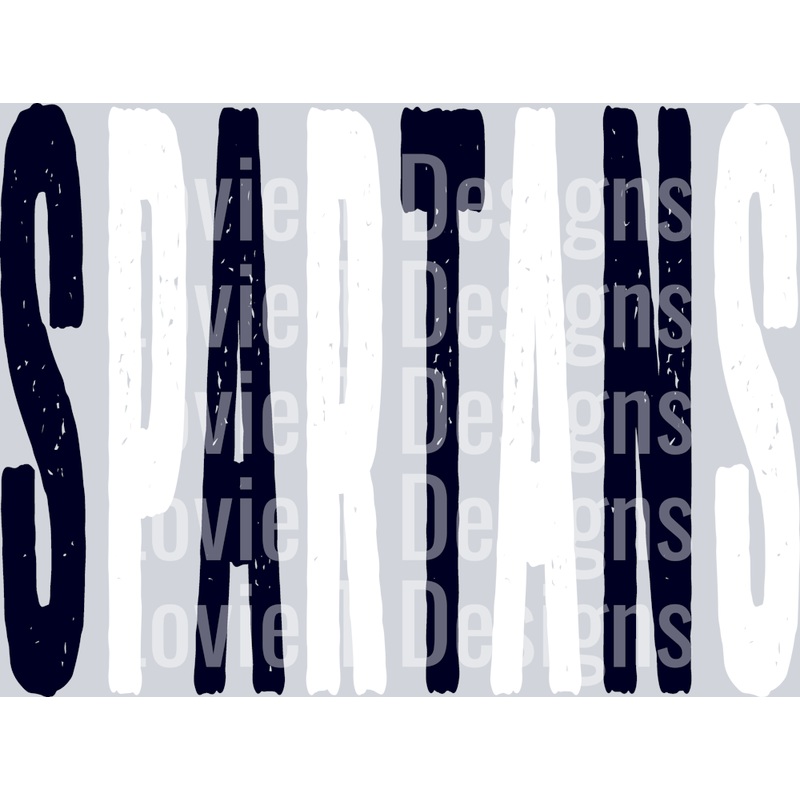 SPARTANS NAVY AND WHITE OVERSIZED GRUNGE MASCOT