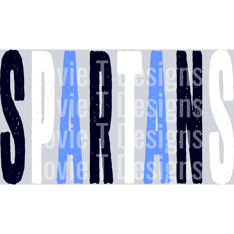 SPARTANS NAVY WHITE AND CAROLINA BLUE OVERIZED GRUNGE MASCOT