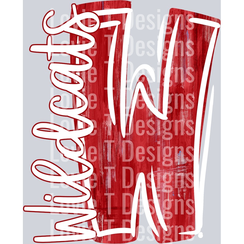 W WILDCATS RED AND WHITE|Youth 8.5″|Adult 11″|Adult 12″