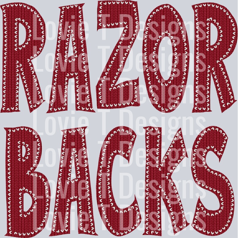RAZORBACKS KNITTED STITCHED PATCH RED
