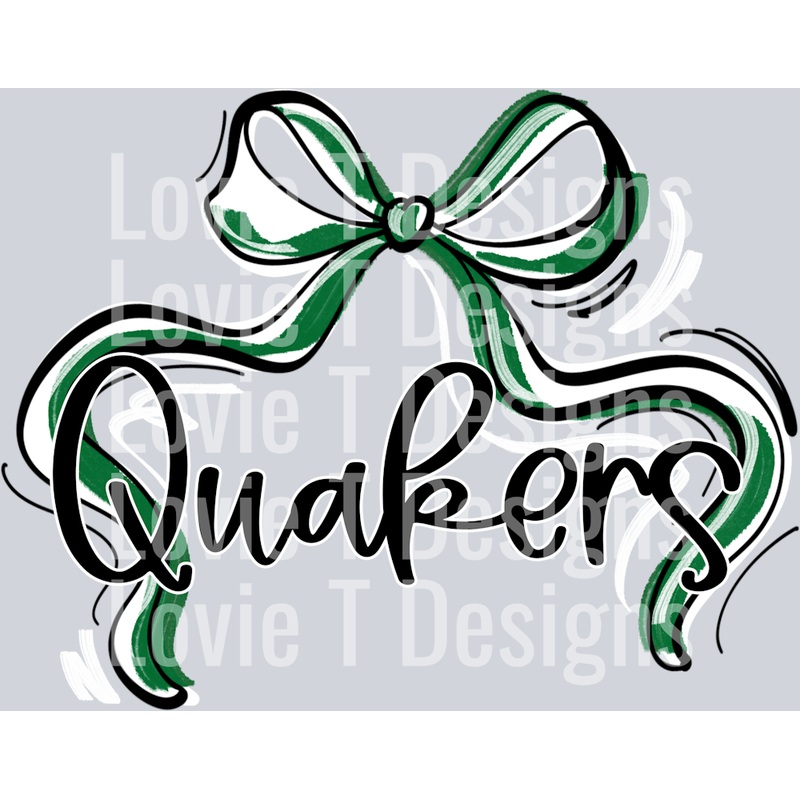 RIBBON SPORTS BOW KELLY GREEN AND WHITE QUAKERS