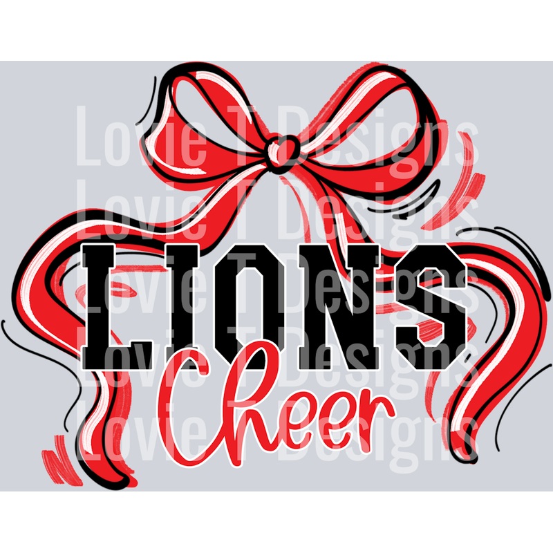 RIBBON SPORTS BOWS LIONS RED WHITE AND BLACK