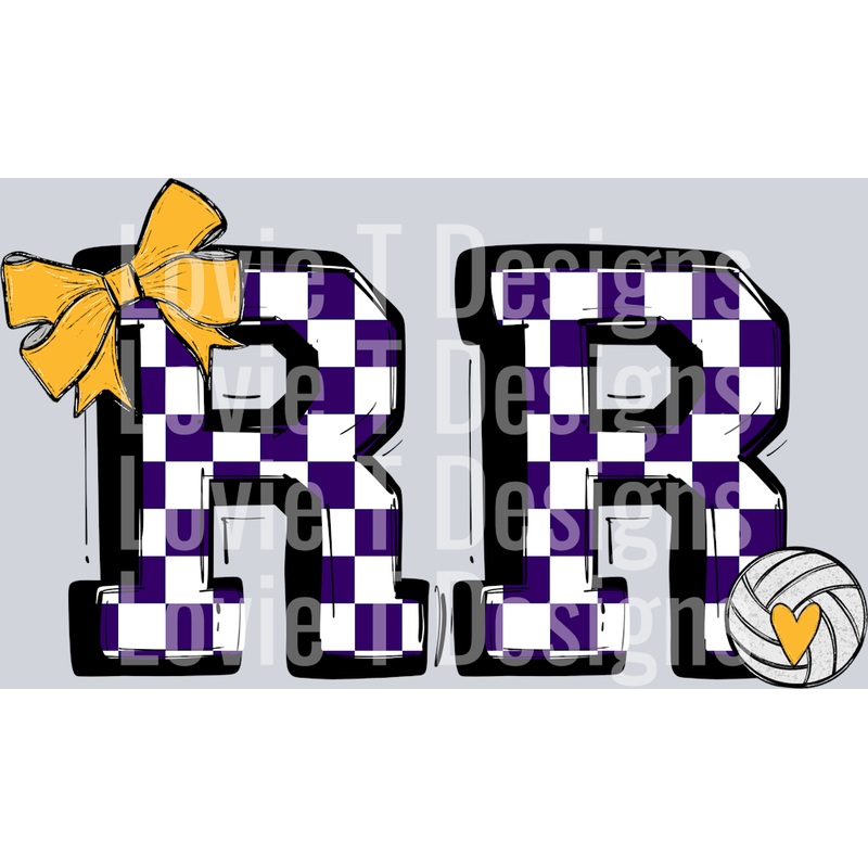 SO SPORTY PURPLE CHECK RR YELLOW GOLD ACCENTS VOLLEYBALL