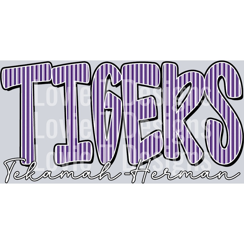 TIGERS TEKAMAH-HERMAN PURPLE SEERSUCKER WORD