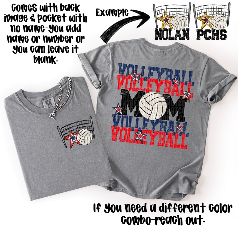 VOLLEYBALL MOM FRONT + BACK|Mockup|Adult 11″ + Pocket|12″ + Pocket