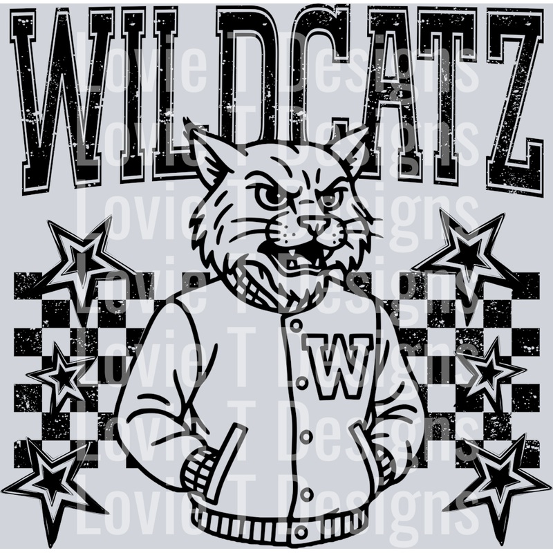 WILDCATZ CHECKERED AND STARS|Pocket 4″(4.00in x 3.94in)|Infant 6″(6.00in x 5.92in)|Toddler 7″(7.00in x 6.90in)|Youth 8.5″(8.50in x 8.38in)|Adult 11″(11.00in x 10.84in)|Adult 12″(12.00in x 11.83in)