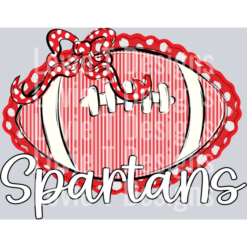 SEERSUCKER FOOTBALL RED WITH RED DOT BOW SPARTANS
