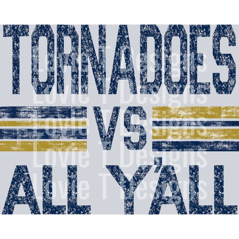 TORNADOES VS ALL YALL CUSTOM BLUE AND GOLD