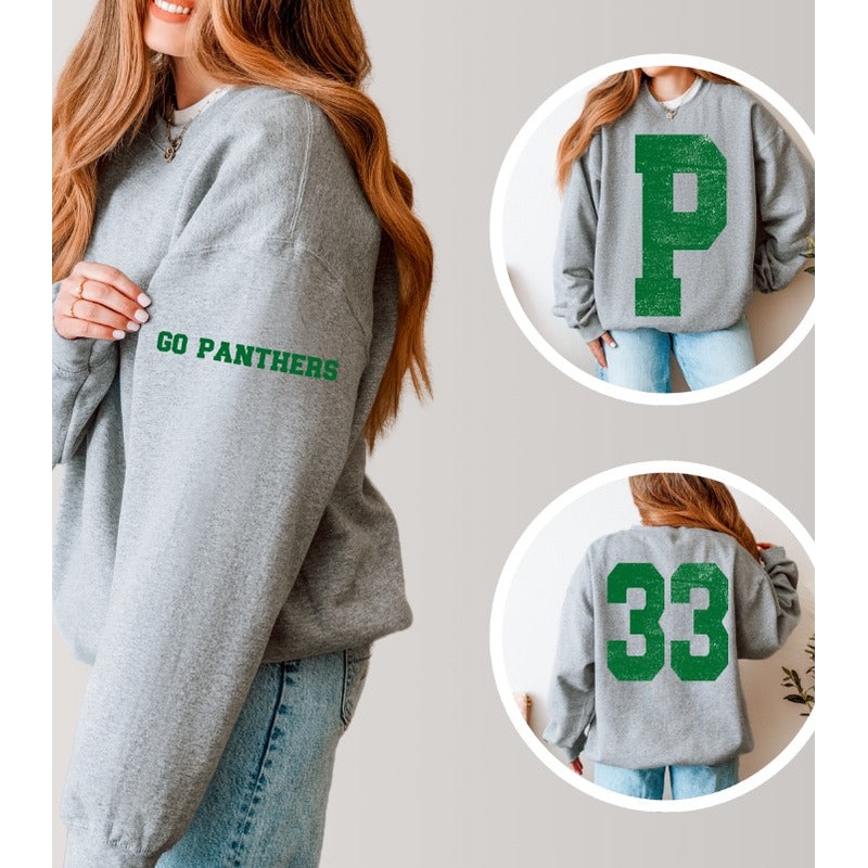 OVERSIZED LETTER + NUMBER AND GO TEAM! FRONT + SLEEVE ALSO AVAILABLE!