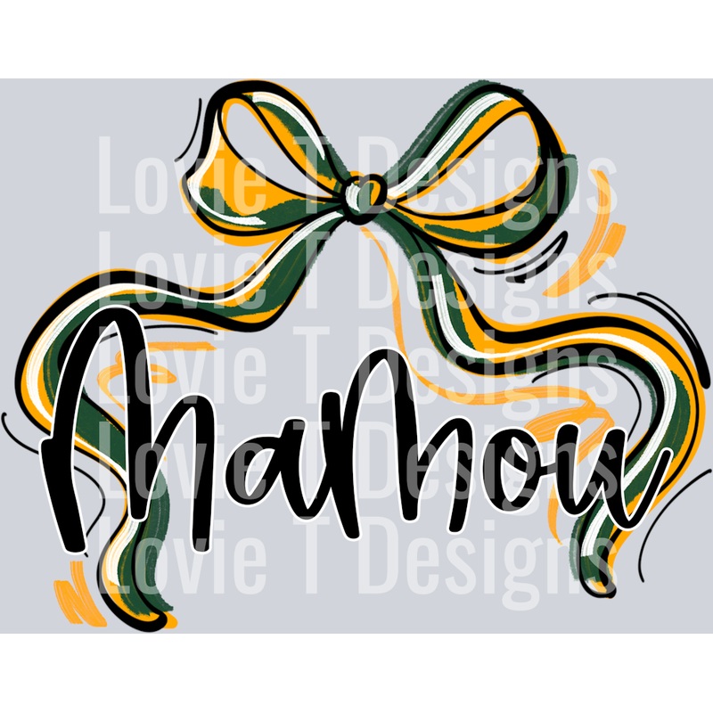 RIBBON SPORTS BOW DARK GREEN AND YELLOW GOLD MAMOU