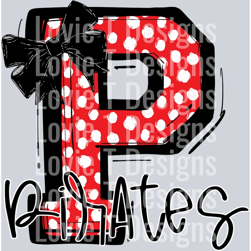 SO SPORTY RED DOTS PIRATES WITH BLACK BOW