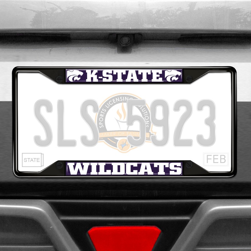 Fanmats Kansas State Wildcats Metal License Plate Frame Black Finish