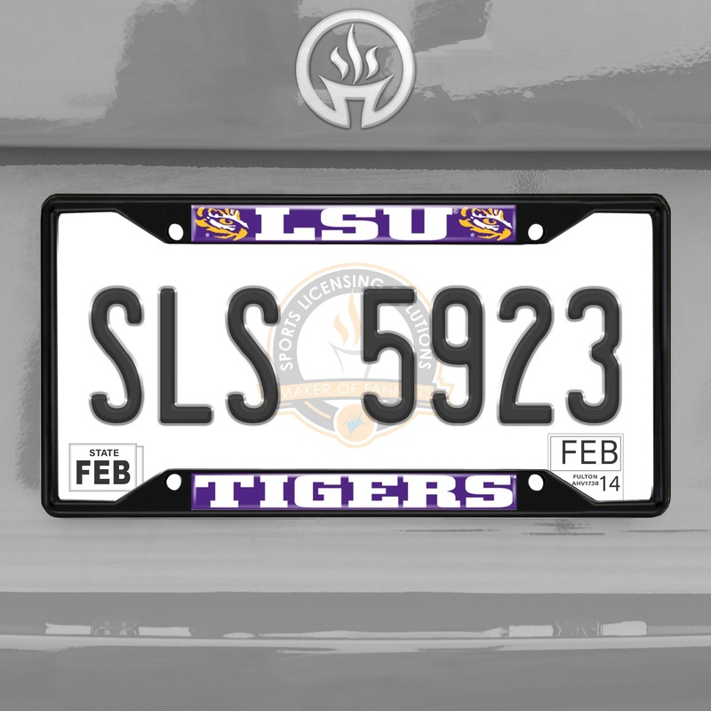 Fanmats LSU Tigers Metal License Plate Frame Black Finish
