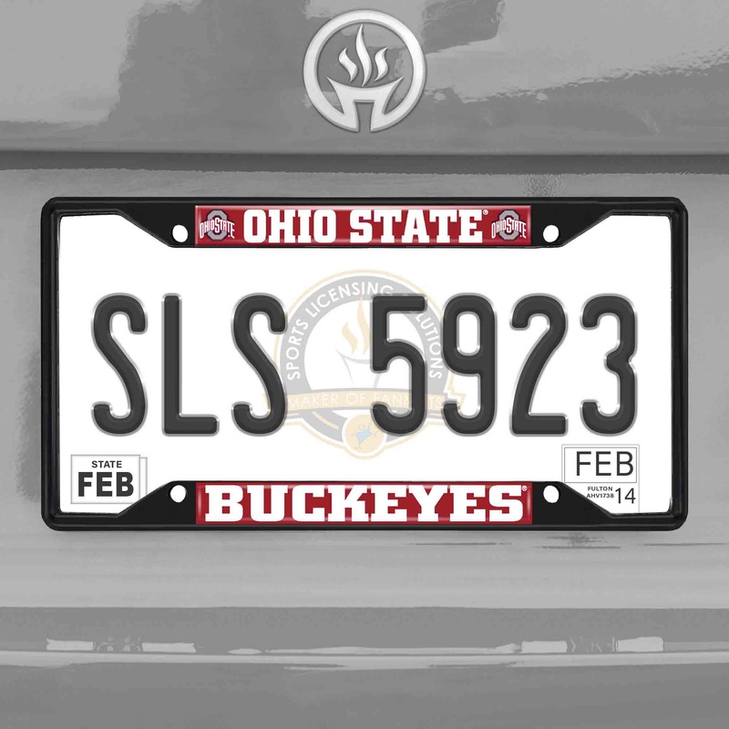 Fanmats Ohio State Buckeyes Metal License Plate Frame Black Finish