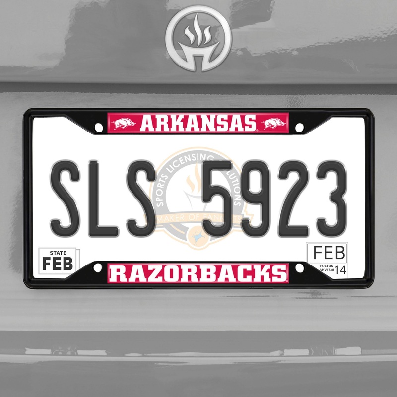 Fanmats Arkansas Razorbacks Metal License Plate Frame Black Finish