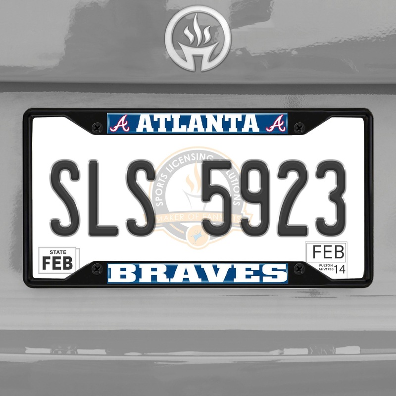 Fanmats Atlanta Braves Metal License Plate Frame Black Finish
