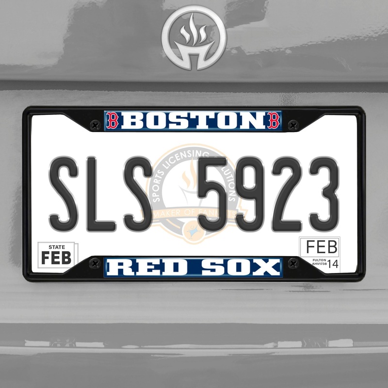 Fanmats Boston Red Sox Metal License Plate Frame Black Finish