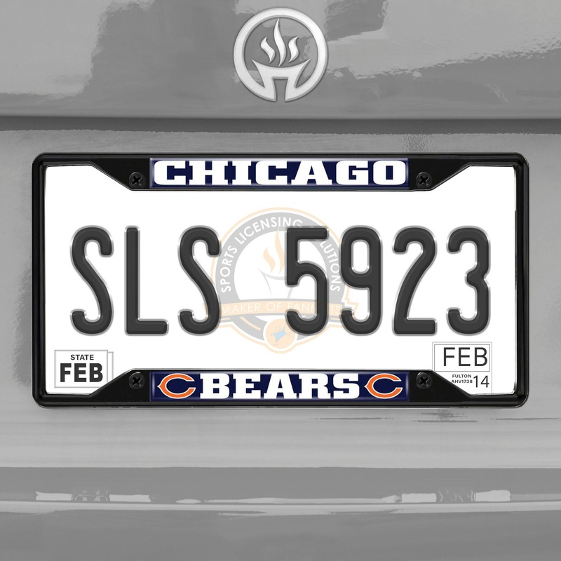 Fanmats Chicago Bears Metal License Plate Frame Black Finish