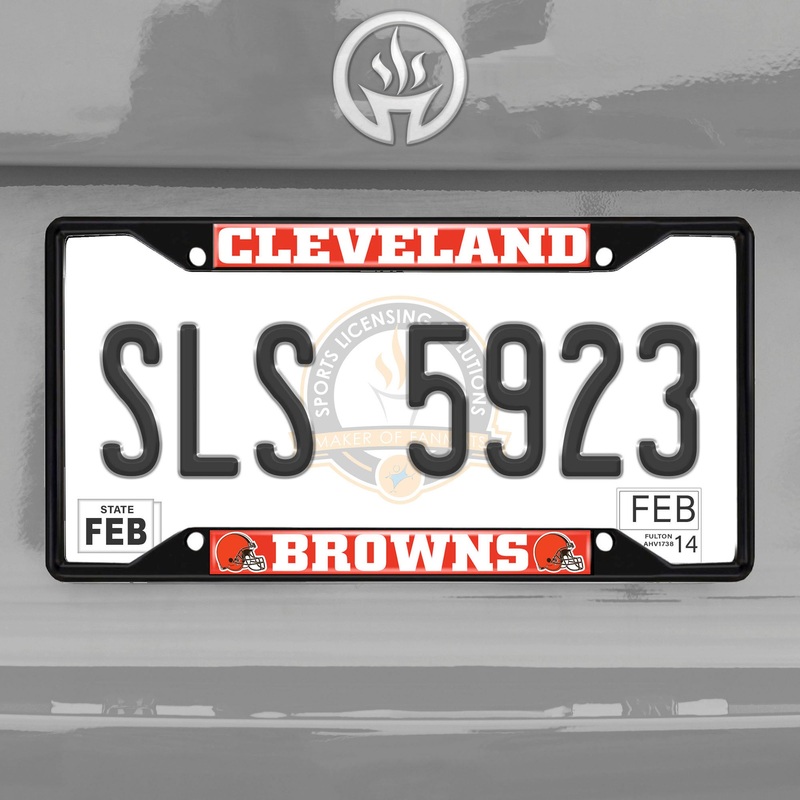 Fanmats Cleveland Browns Metal License Plate Frame Black Finish