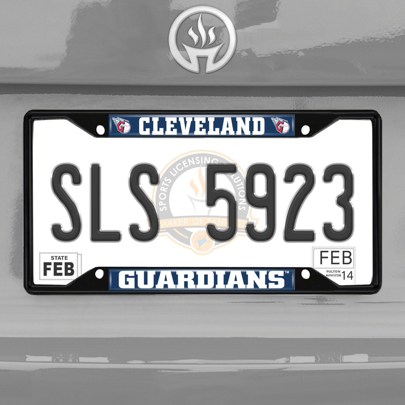 Fanmats Cleveland Guardians Metal License Plate Frame Black Finish