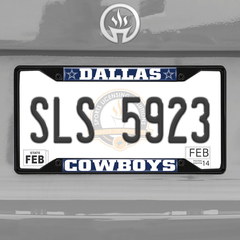 Fanmats Dallas Cowboys Metal License Plate Frame Black Finish