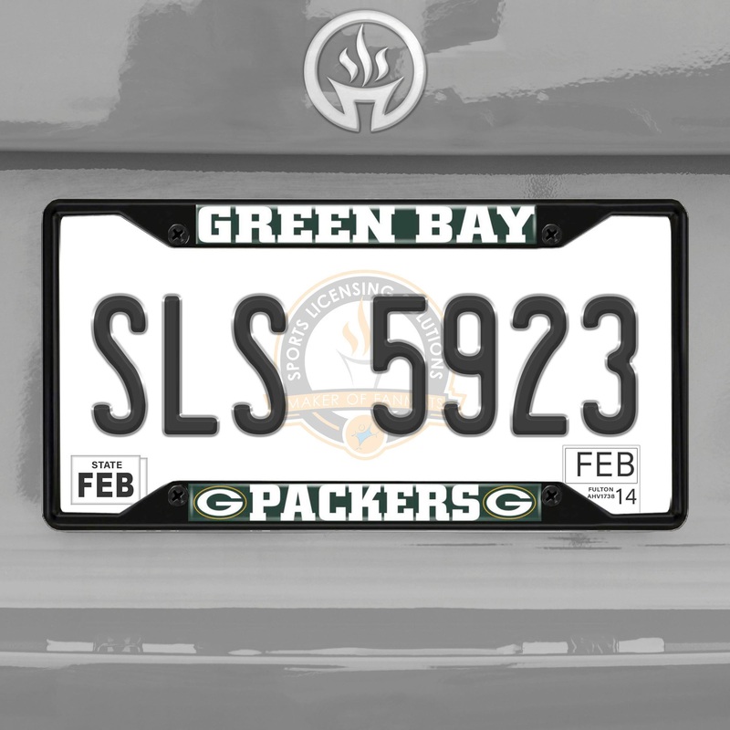 Fanmats Green Bay Packers Metal License Plate Frame Black Finish