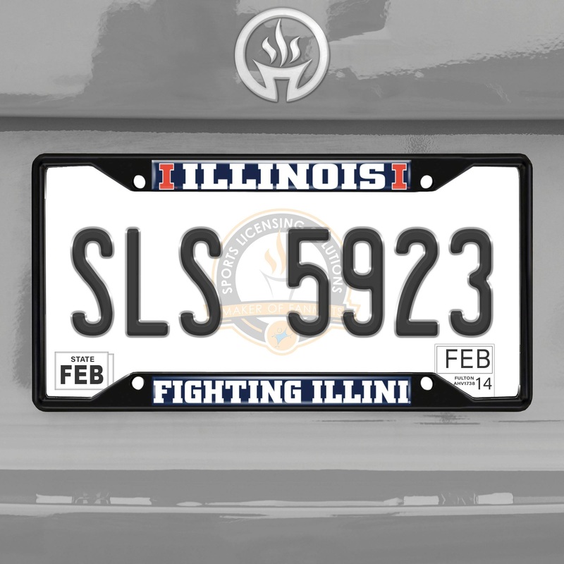 Fanmats Illinois Illini Metal License Plate Frame Black Finish