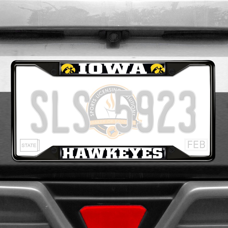 Fanmats Iowa Hawkeyes Metal License Plate Frame Black Finish
